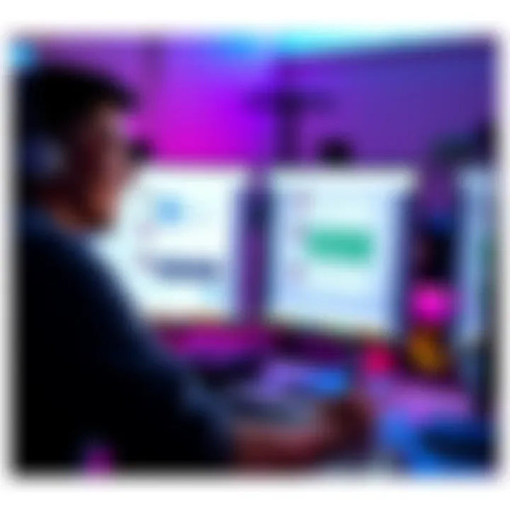 A person smiling while exploring a chat platform on their computer, showcasing positive results from their experience.