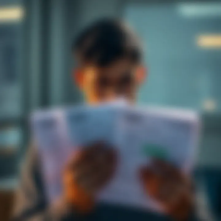 Individual holding bank documents looking concerned about withdrawing money