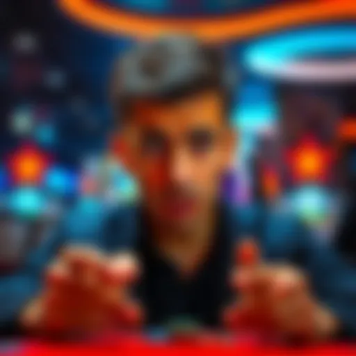 A worried person holding gambling chips, showing signs of emotional disconnect and apathy