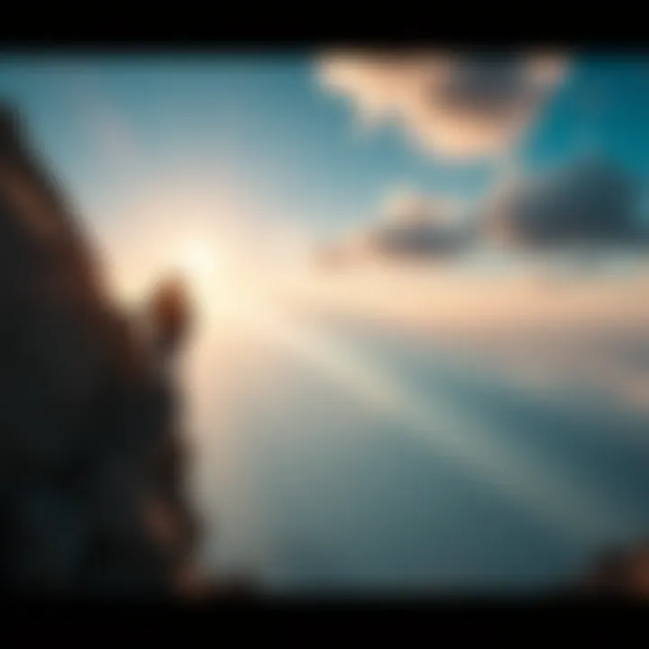 A person climbing a mountain, symbolizing the pursuit of personal excellence and overcoming challenges.