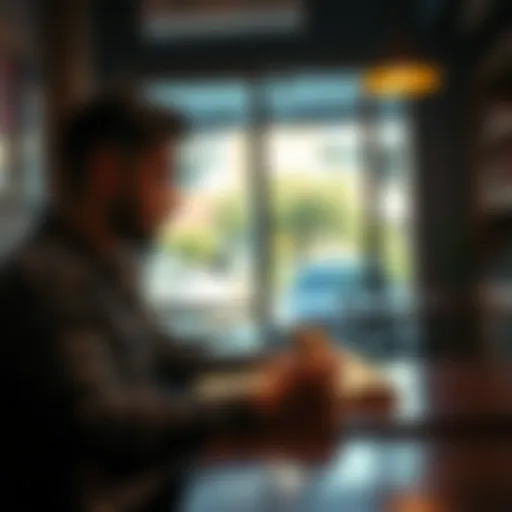 A person writing in a journal at a cozy café, reflecting on life experiences.