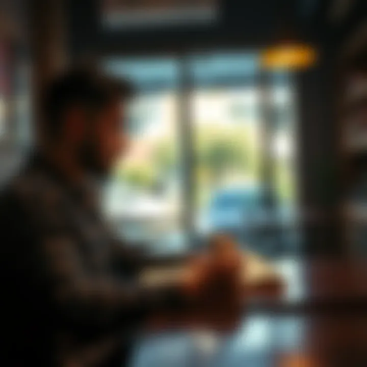 A person writing in a journal at a cozy café, reflecting on life experiences.