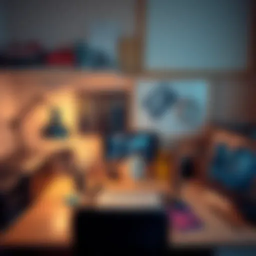 A neatly organized workspace showing various personal items arranged in a specific order, symbolizing the impact of OCD on daily life.