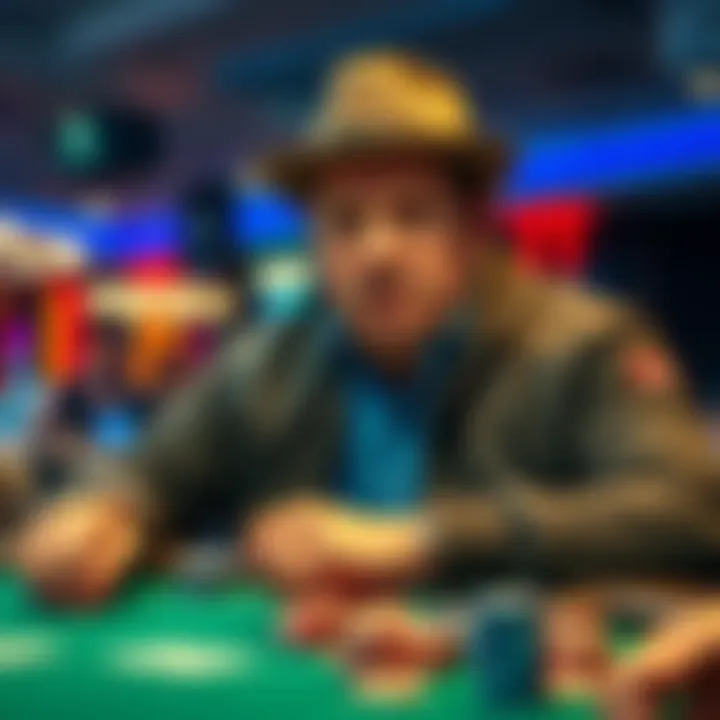 Phil Hellmuth showing intense expression while playing poker, surrounded by chips and cards