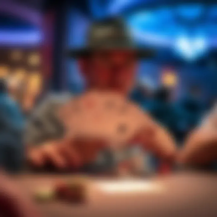 Phil Hellmuth playing poker with a focus on his hand showing pocket aces, causing tension at the table
