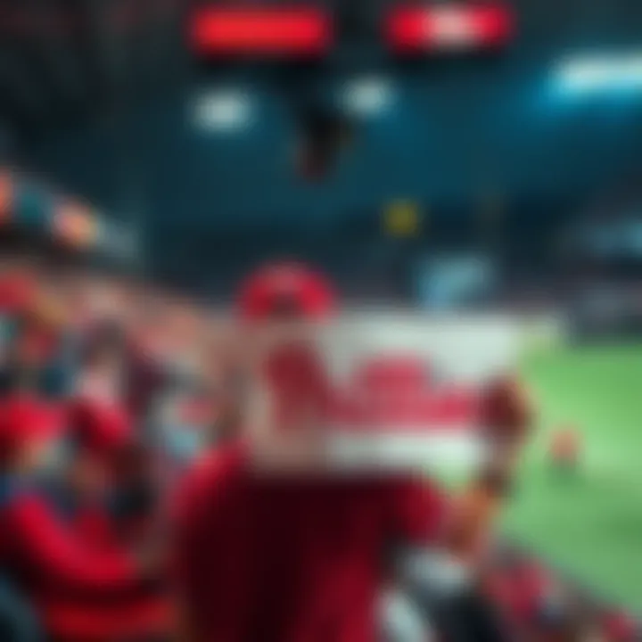 A Phillies fan excitedly holds a sign with team colors while watching the game.