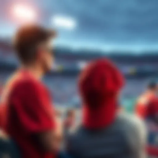 A Phillies fan with a sad expression sits in the stands, holding a cap and looking at the empty field after the game ends early.