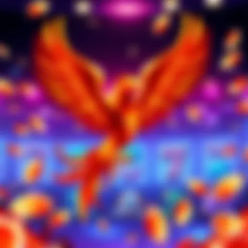 A vibrant scene from the Phoenix 1000 slot game showing wild symbols and spinning reels during the bonus round.