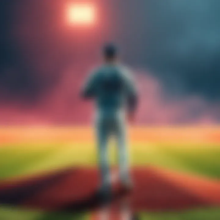 A baseball pitcher standing on the mound looking frustrated after being taken out of the game despite a strong performance with 4 strikeouts.