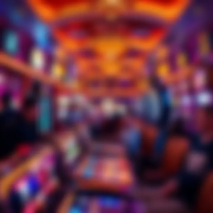 A vibrant casino interior showcasing people enjoying games and a lively atmosphere.