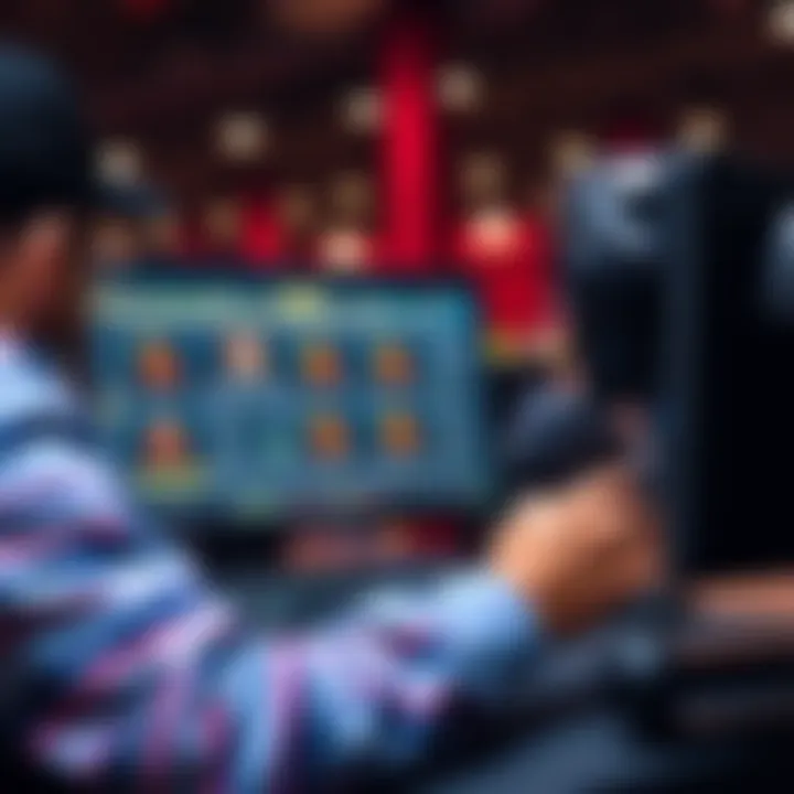 A person looking at a computer screen displaying betting bonus information and free spins
