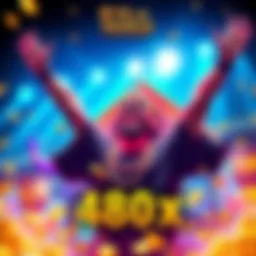 A player joyfully celebrating a 480x win during a live stream of Eye of Horus Megaways, with bright colors and excitement in the background.