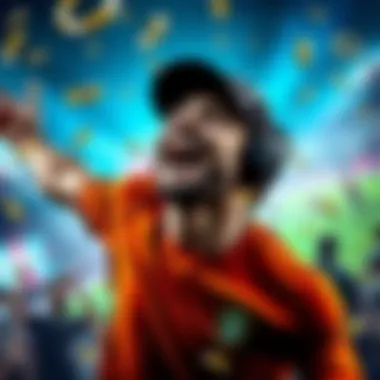 Player celebrating a big win A player joyfully celebrating after turning a small bet into a large win, expressing excitement
