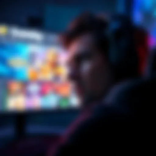A person looking upset in front of a computer screen showing a gaming website