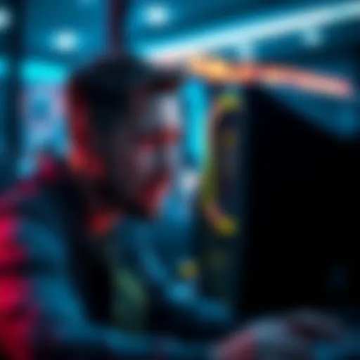 A player looks concerned while staring at a computer screen showing a blocked account message.