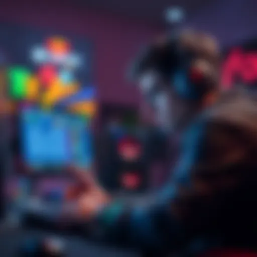 A player studying their screen while analyzing opponent patterns in a card game