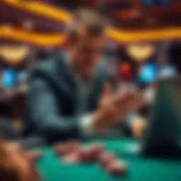 A skilled poker player demonstrating a surprising move during an online game session, showcasing the excitement of poker.