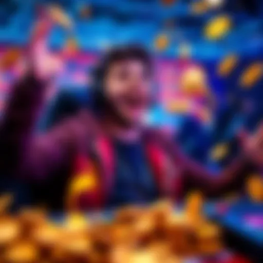 A player celebrating after turning a small bet into a large win in a mining game, showing excitement and disappointment from a big loss.