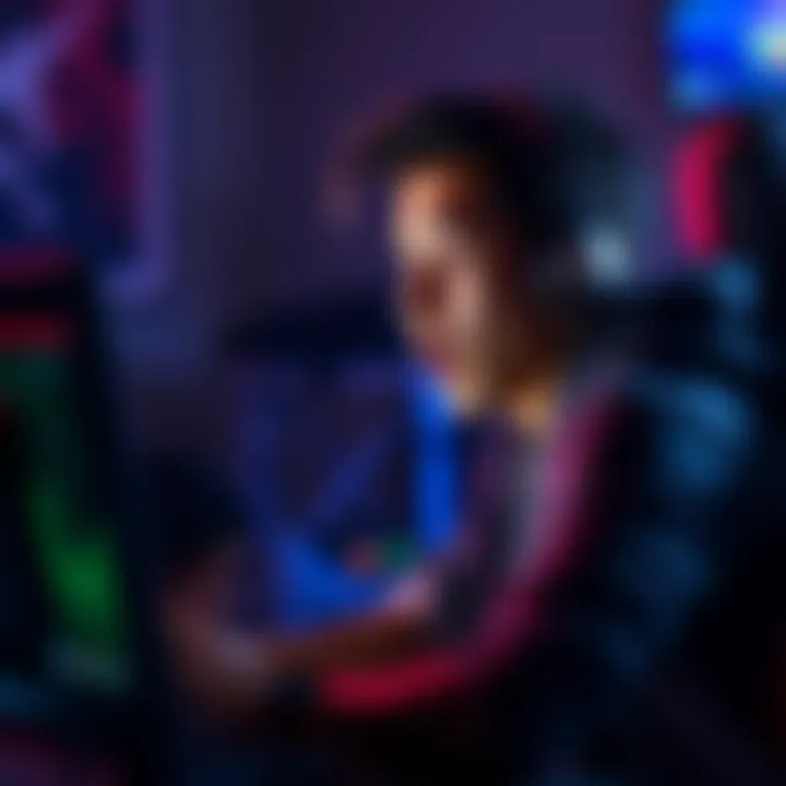 A gamer looking surprised while playing a video game with a downgrade in ranking visible on the screen