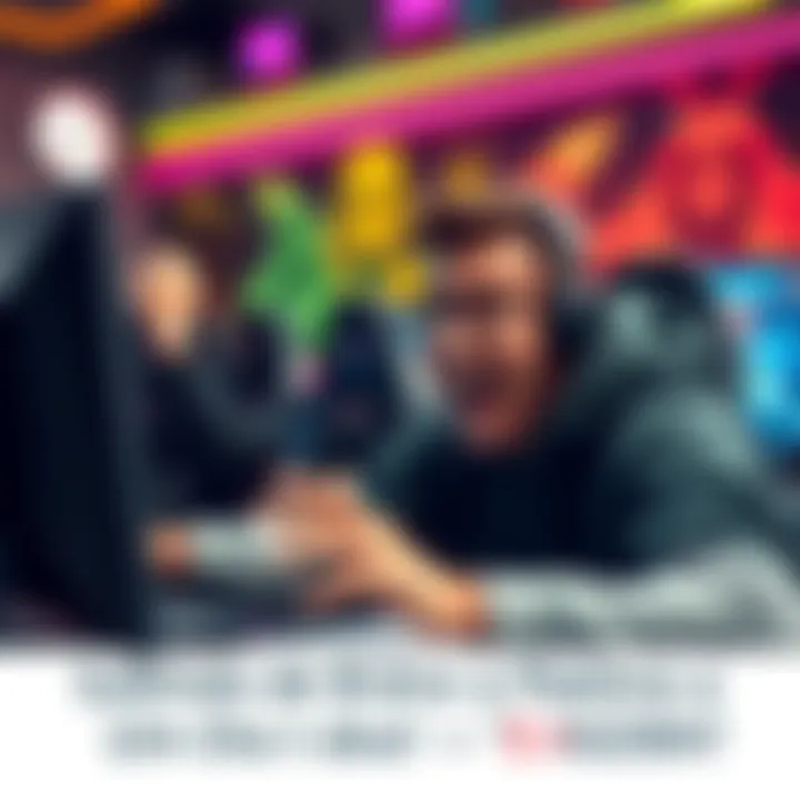 A gamer celebrating a rank boost from bronze to platinum in a competitive game, with excited expressions and gaming setup in the background.