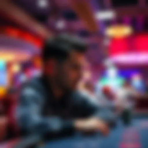 A thoughtful player at a gaming table in Biloxi, considering strategies to overcome recent losses.