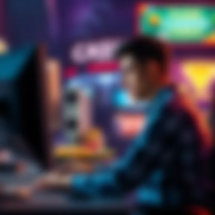 A frustrated player sitting at a computer, expressing concern over IgnitionCasino's practices, with casino graphics in the background.