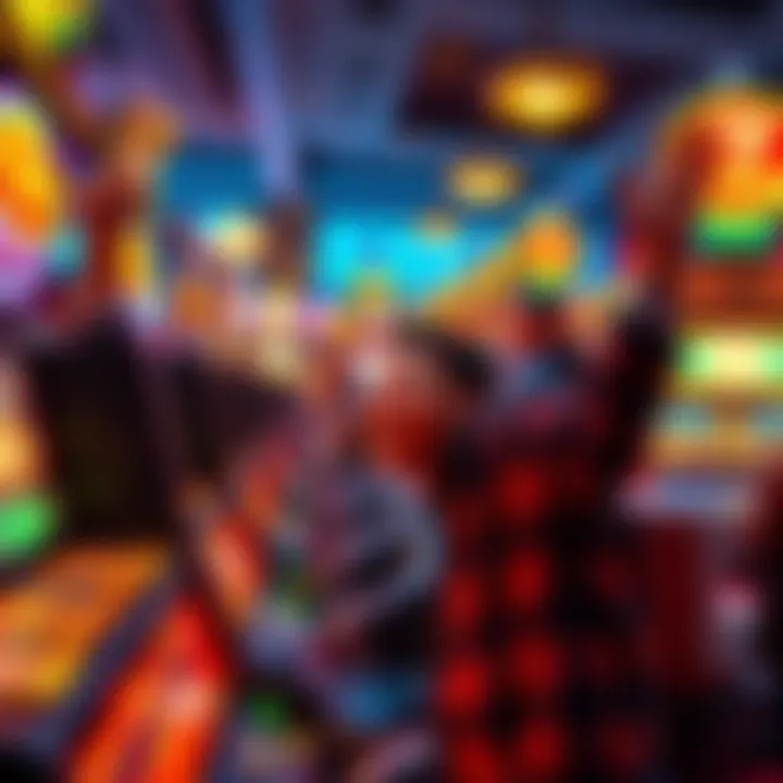 A person celebrating a big win at a Fire Link slot machine in a New York casino, with casino lights and excitement in the background.