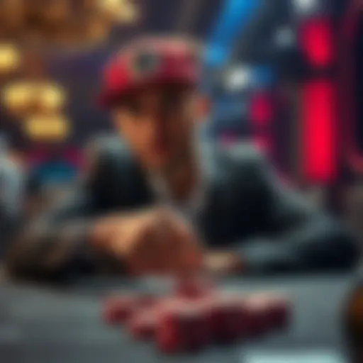 A focused poker player successfully winning a hand despite having low equity, displaying determination and strategy at the table.