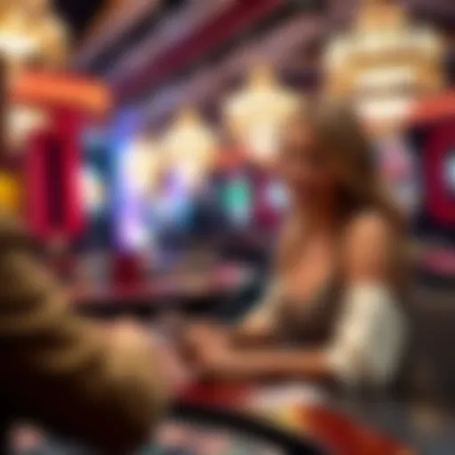 A baccarat player at a live casino smiles as she discovers her friend played three free hands while away from the table.