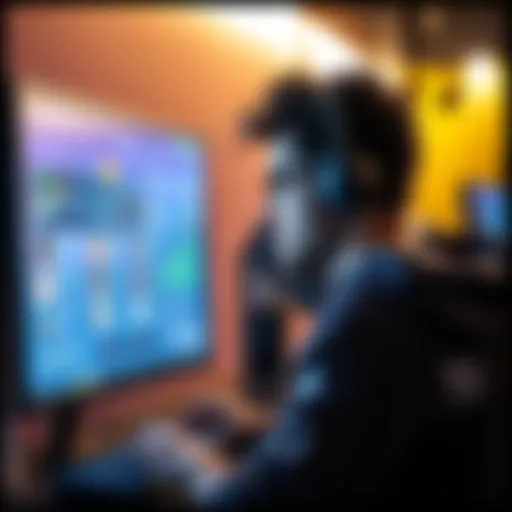 A focused gamer looking at a computer screen with game stats and rankings, contemplating the best method to reach Platinum IV in a competitive game.