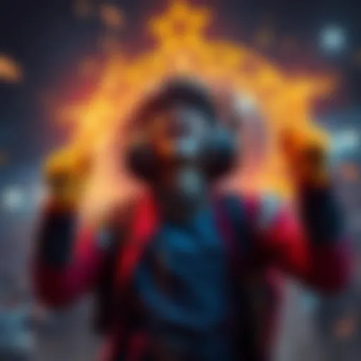 A gamer celebrating their achievement of reaching Gold level with excitement and determination.