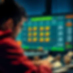 A frustrated player staring at a losing betting screen showing eight consecutive losses, with cash scattered around