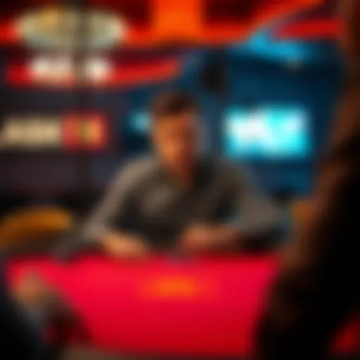 A player sitting at a blackjack table looking uncertain while talking to the dealer about tips after a losing streak.