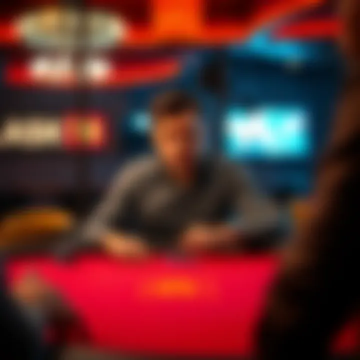 A player sitting at a blackjack table looking uncertain while talking to the dealer about tips after a losing streak.