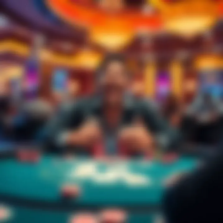 Player Celebrating Blackjack Win A joyful player at a casino table, celebrating after a big Blackjack win, surrounded by chips and cards.