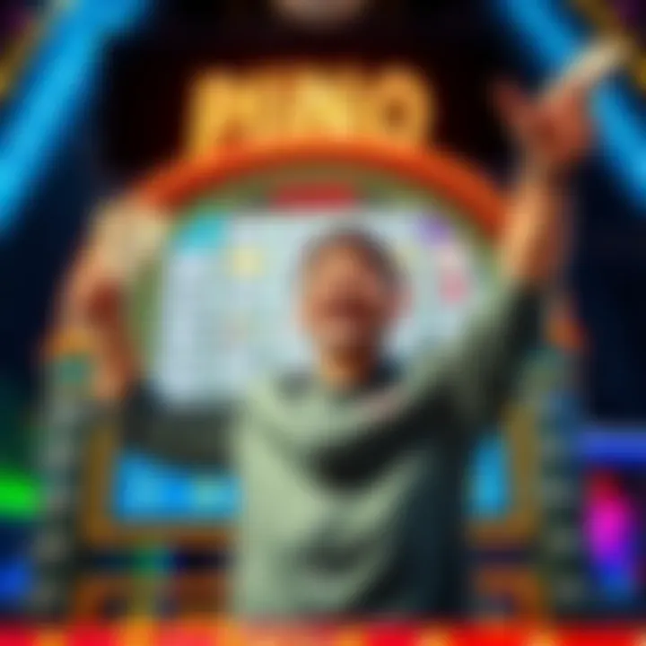 A joyful player holding up their winnings from the Plinko game, showcasing excitement and success after achieving two big multipliers.