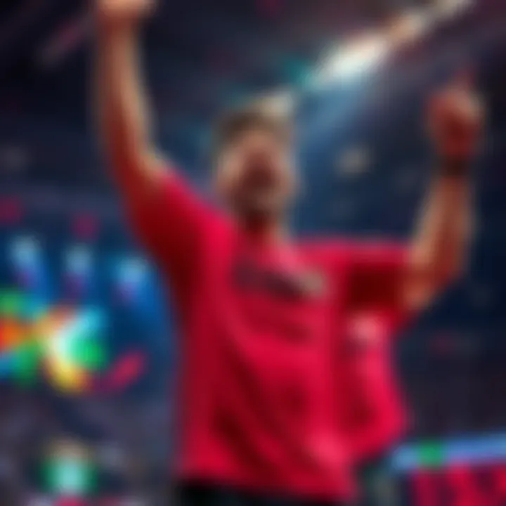 A player joyfully celebrating after achieving a remarkable win in the Outsourced game during the Stake Live challenge.