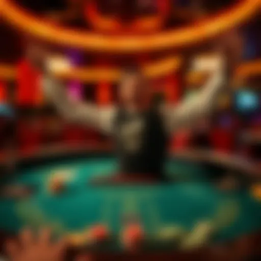 A player excitedly celebrates a win at a craps table in a casino