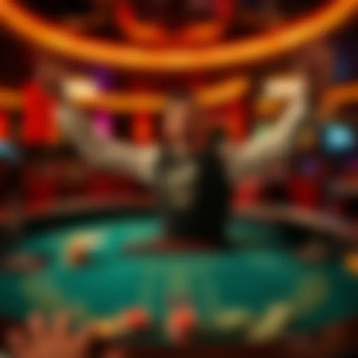 A player excitedly celebrates a win at a craps table in a casino
