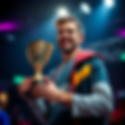 Player with a big smile holding a trophy after finishing second in a tournament