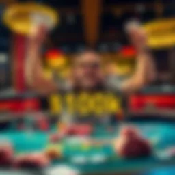 A joyful player celebrating a big win at a blackjack table, surrounded by colorful chips and cards