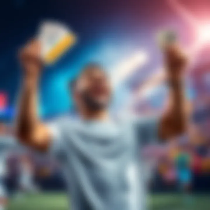 A player joyfully celebrating after winning 20k from promotions, holding redemption codes in one hand and a cash prize in the other.