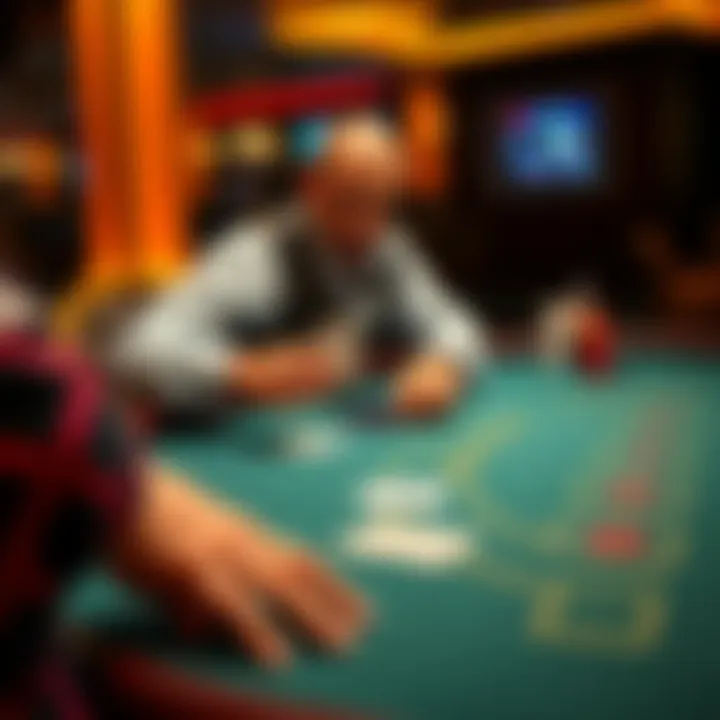 A player at a $10 blackjack table confidently doubles down with a hard 16 against a dealer's king, hopeful for a winning card.
