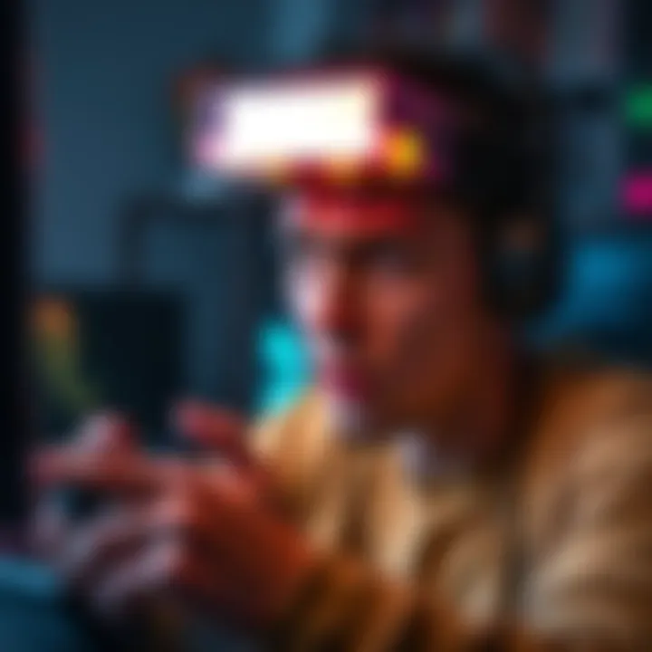 A gamer looks frustrated while dealing with a pop-up message on their screen during gameplay.