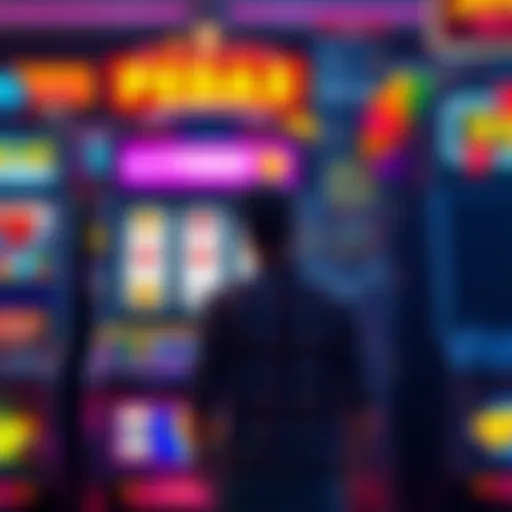 Player frustrated with slot machine losses A disappointed player stands in front of a slot machine displaying minimal winnings, reflecting on their losses after reaching Plat 3.