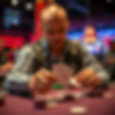 A poker player is seen touching cards that should be out of play during a World Series of Poker event, while the dealer watches silently.