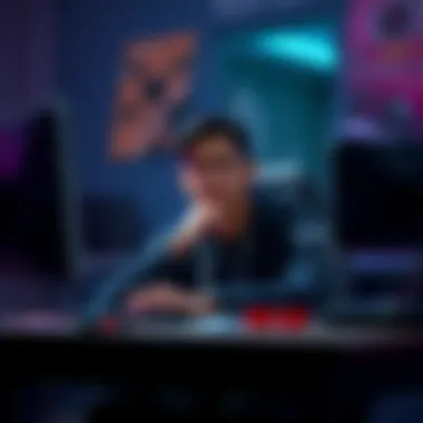 A player sits at a desk considering whether to keep their gaming account with $2k in credits or close it, showing a thoughtful expression.