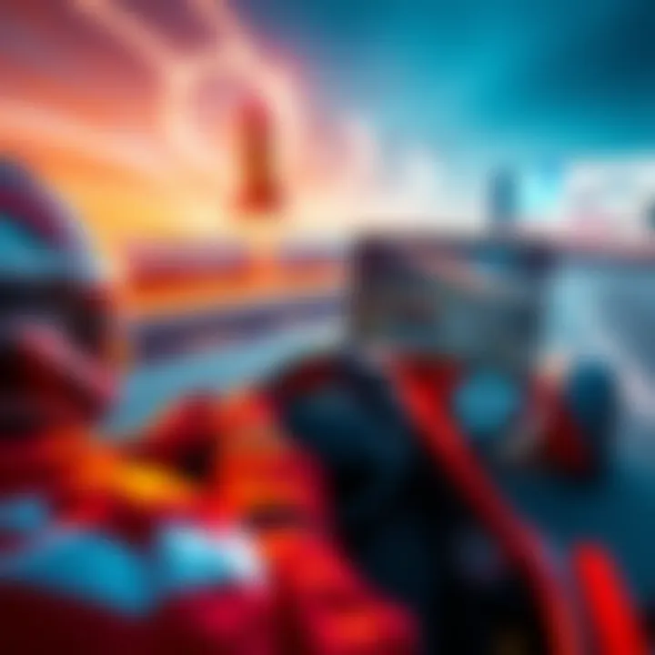 A player in a racing game, focused on the screen as they strive for a fast time.