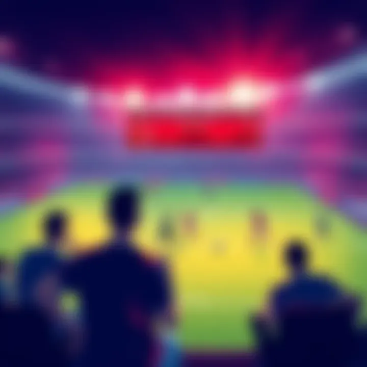 Illustration of players competing in a home game with a scoreboard showing recent performance trends