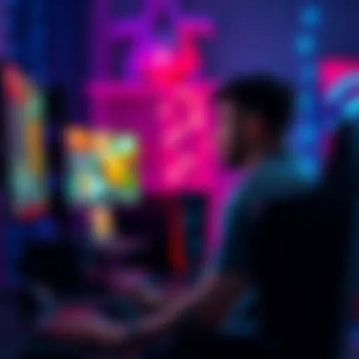 A person sitting at a gaming setup, looking thoughtful and focused as they play a video game after a long break.